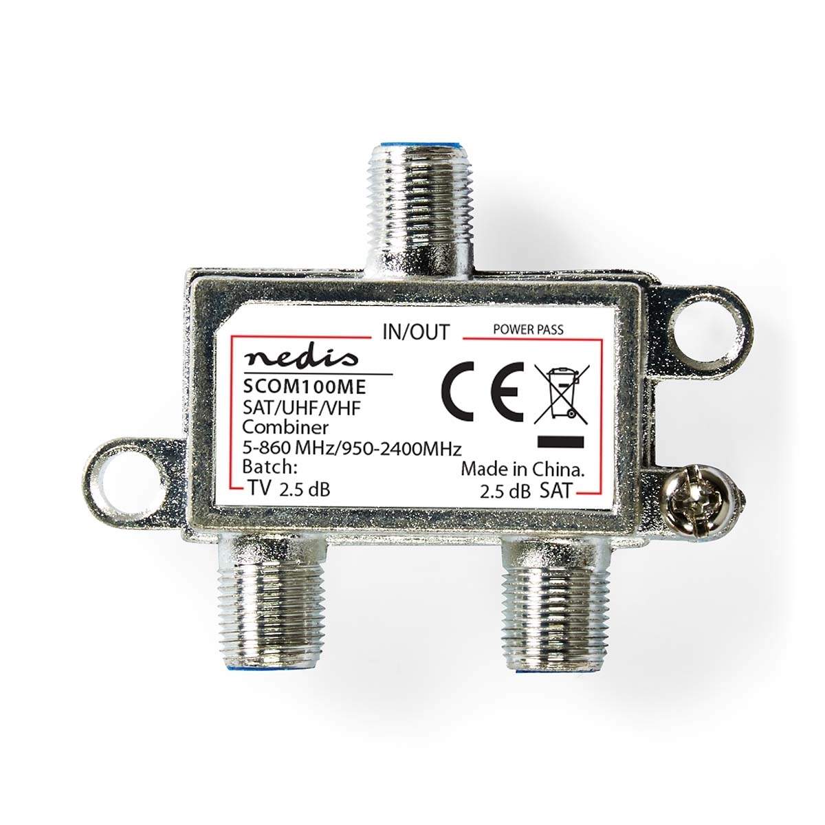 Satellit kombineringsstatistik | 5-862 MHz | 950-2400 MHz | 75 Ohm | Power pass | Zinc | Sølv
