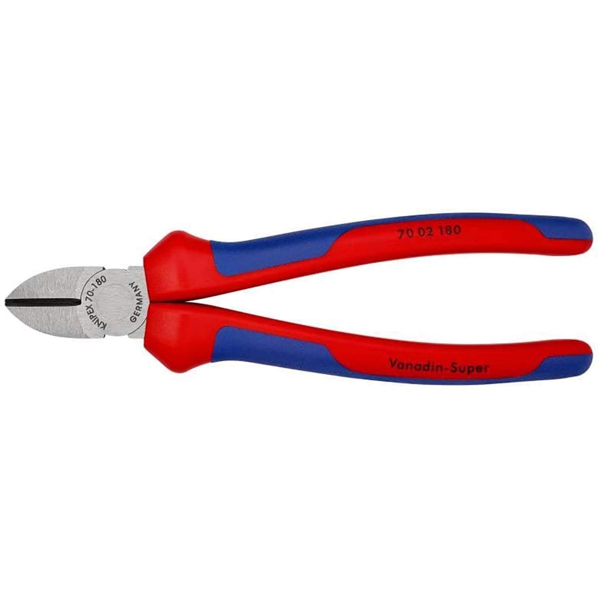 Alternativ bild 1 för Knipex 70 02 180, Avbitartång, Kromvanadinstål, Plast, Blå, Röd, 180 mm, 252 g