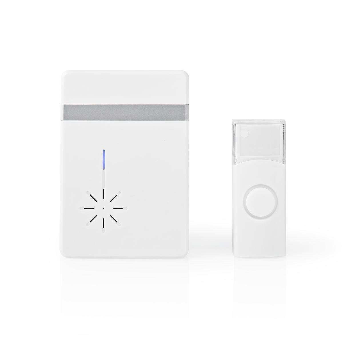 Trådløst Dørklokke Sæt | Batteri | 3 V DC | 1x CR2032 | Volume: 80 dB | Signalområde: 300 m | IP44 | 36 Melodier | 1 Modtager |