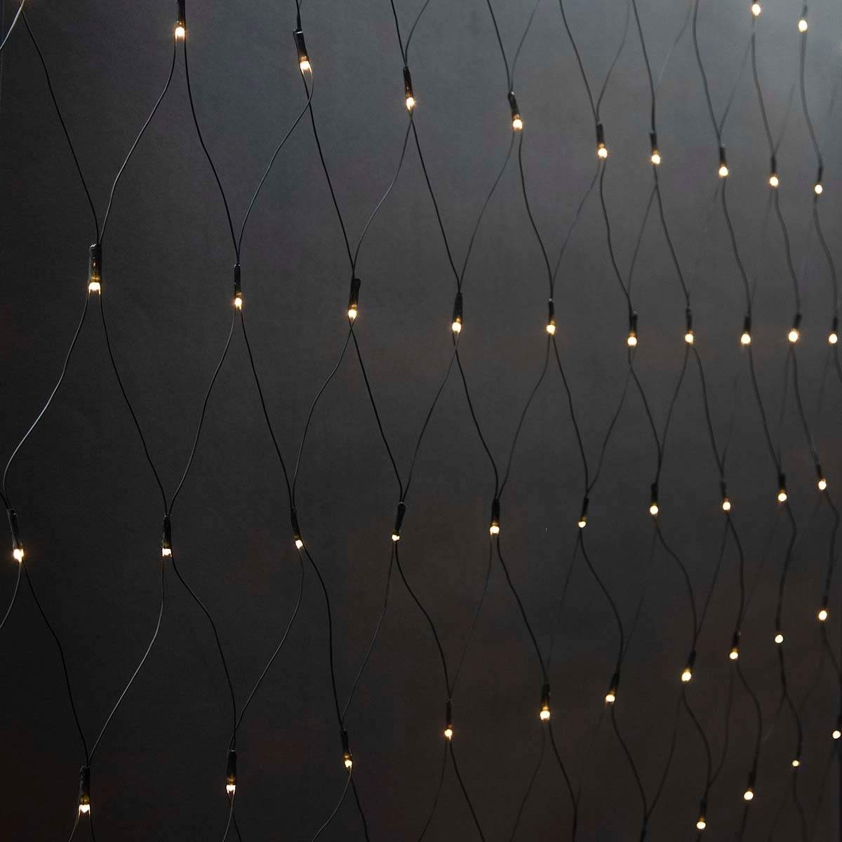Dekorative Netlys | Varm Hvid | 160 LED's | 2 x 1 m | Lyseffekter: 7 | Indendørs eller udendørs | Strømforsyning billede