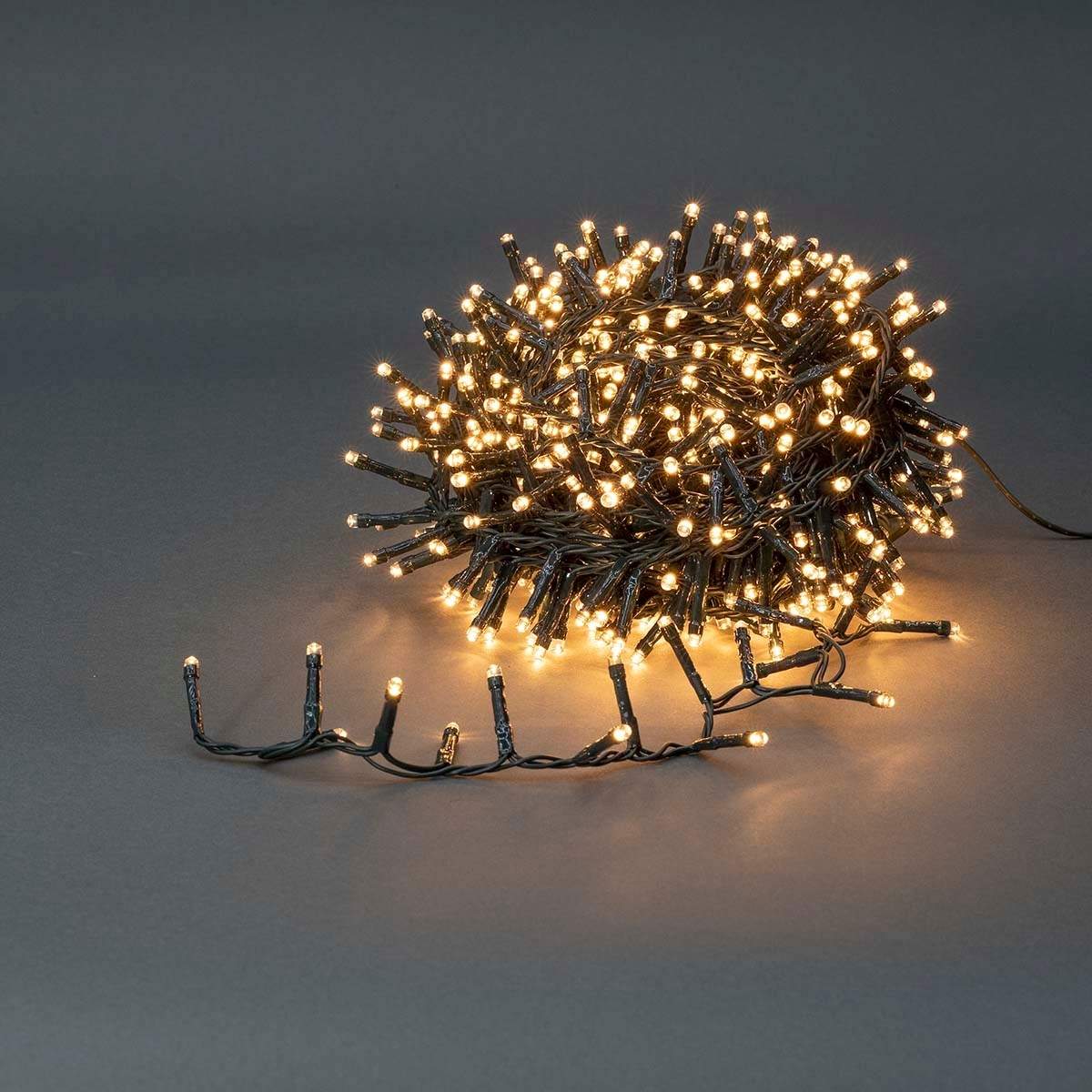 Julbelysning Kompaktkluster 560 LEDs Varm Vit 11.2 m Ljuseffekter: 7 Inomhus eller Utomhus Strömadapter | Hem & Hobby | Pryloteket