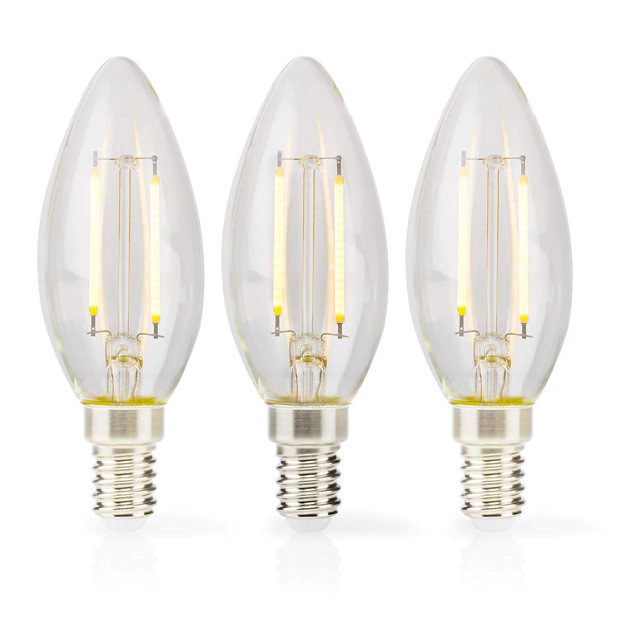 LED-lampe Pære E14 | Stearinlys | 4.5 W | 470 lm | 2700 K | Dimbar | Varm Hvid | Retro stil | 3 stk. | Klart