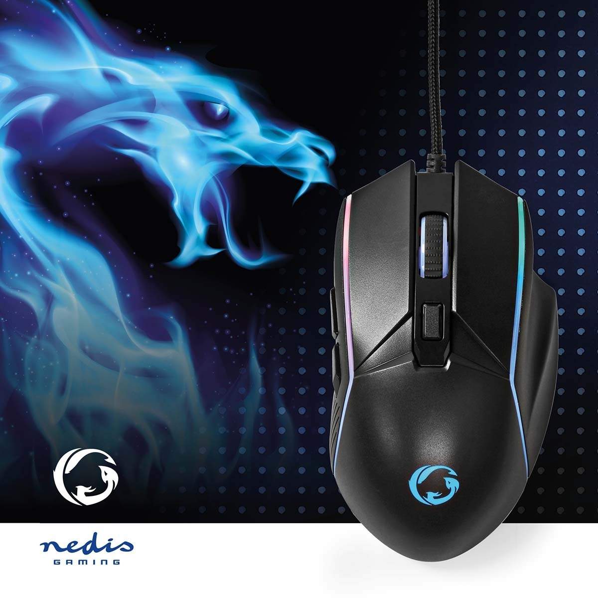 Alternativ bild 1 för Nedis Gaming - mouse - USB - black - Mouse - Optic - 6 knappar - Svart