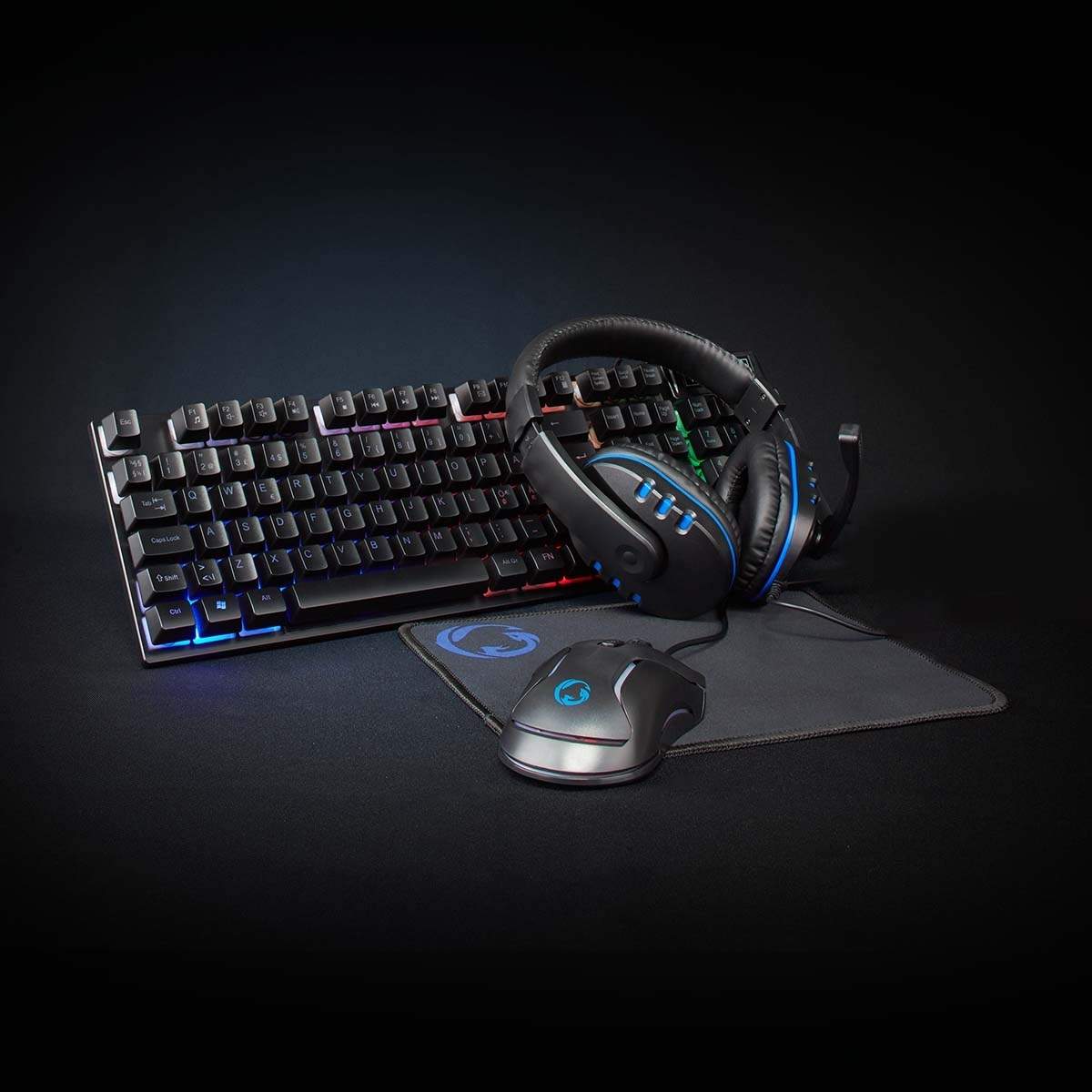 Gaming Combo Kit | 5-i-1 | Tastatur, Headset, Mus og musemåtte | Sort | QWERTY | ND layout billede