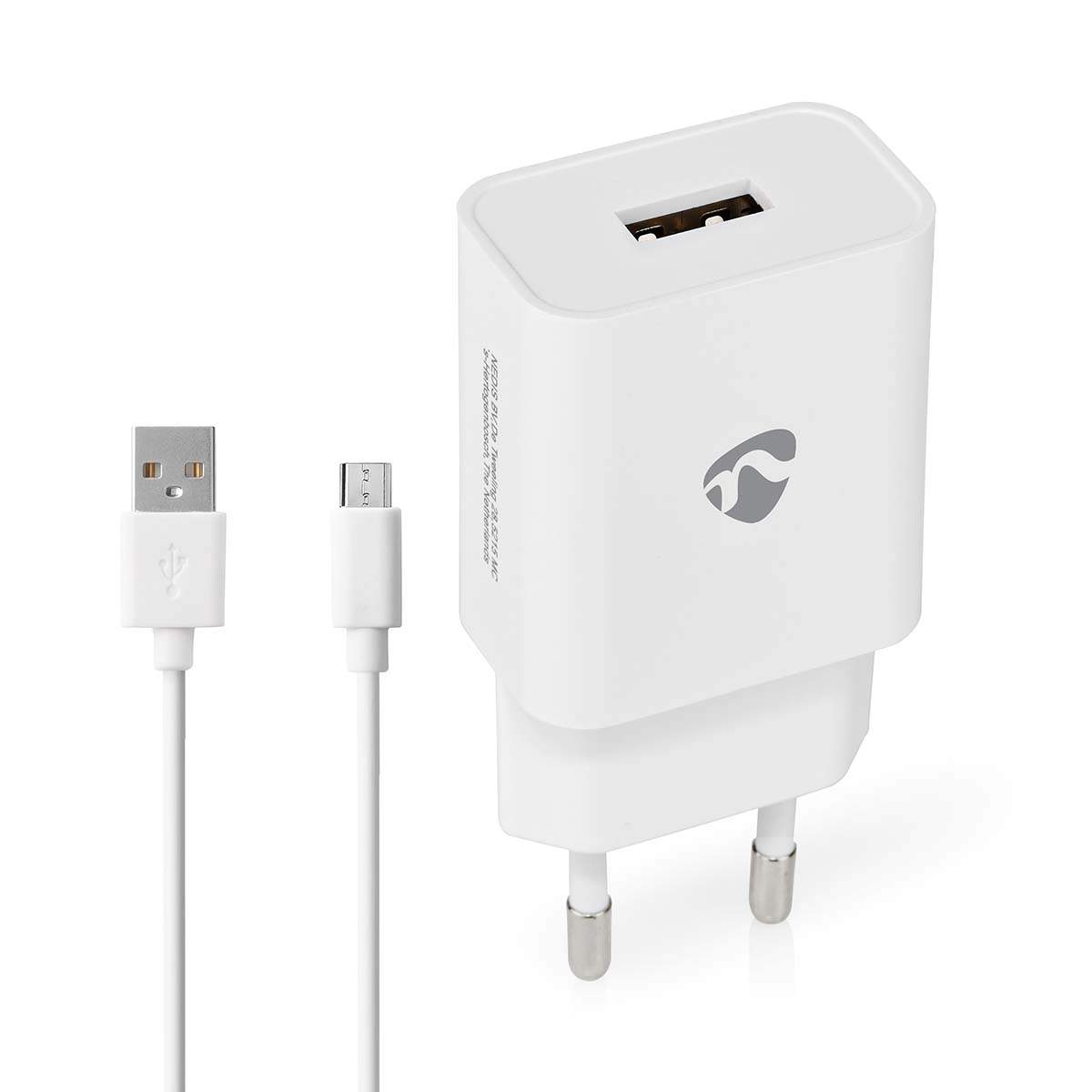 Vægoplader | 12 W | Hurtigopladningsfunktion | 1x 2.1 A A | Antal output: 1 | USB-A | Micro USB (Loose) kabel | 1.00 m | Single