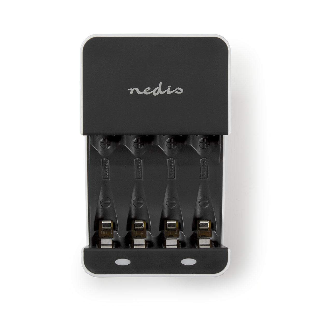 NiMH batterioplader AA / AAA | 1.2 V DC | Opladning | Euro / Type C (CEE 7/16) | Energi fra batteritype: AA / AAA | Hvid / Sort