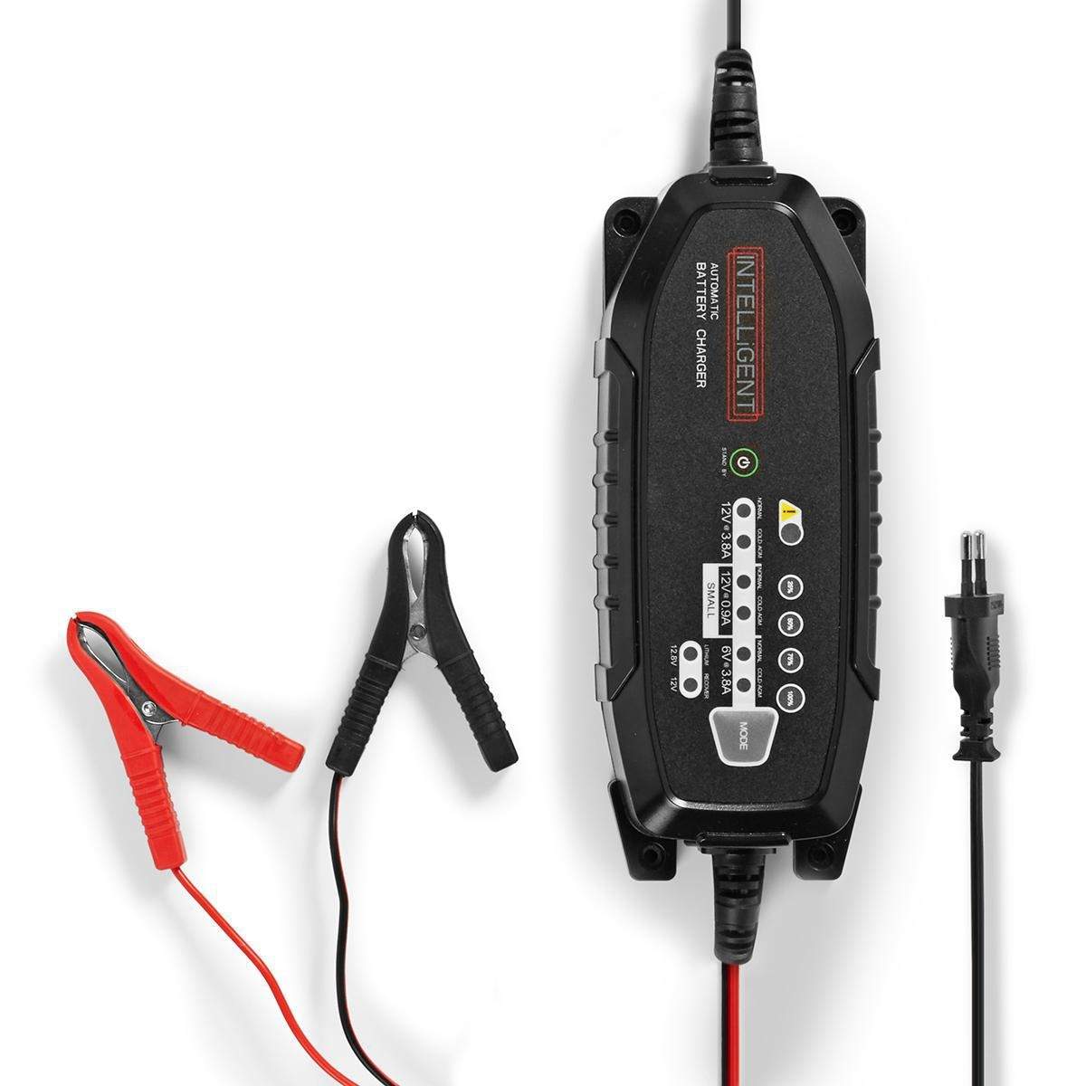 Bly Batteri Oplader | 6 / 12 / 12.8 V DC | 3.8 A | Opladning | Euro / Type C (CEE 7/16) | Batteri klemmer | Energi fra batterity