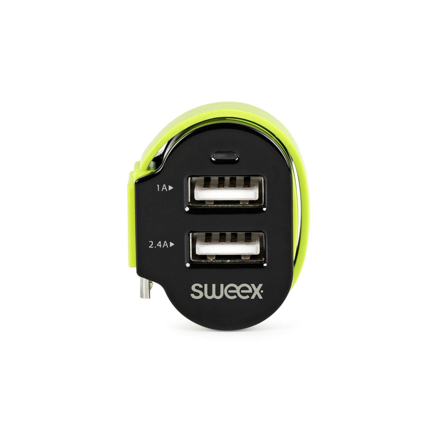 Sweex Biloplader 3-Udgange 6 A 2 x USB / Micro USB Sort/Grøn