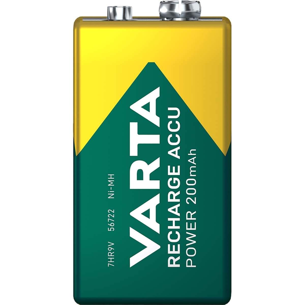 Genopladelige Ni-MH batteri E-Block | 9 V DC | 200 mAh | Forudladet | 1-Blister | 6HR61 | Grøn / Gul
