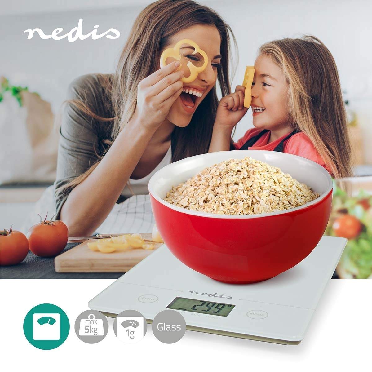 Alternativ bild 1 för Nedis Köksvåg KASC620WT - kitchen scales - white