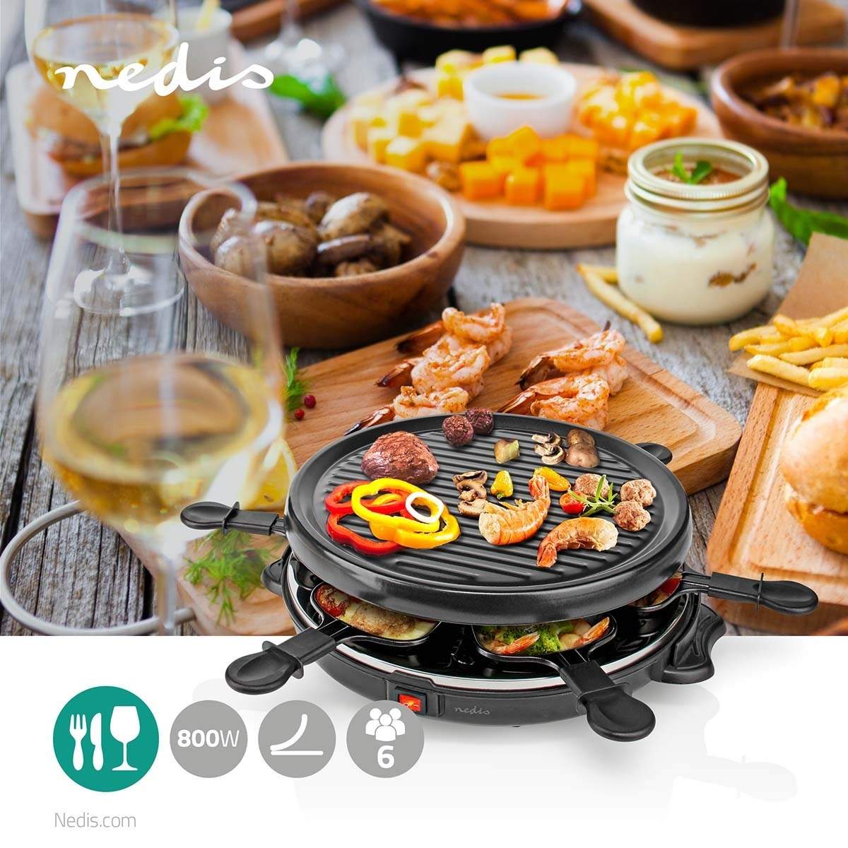 Alternativ bild 1 för Nedis FCRA210FBK6 raclette grill