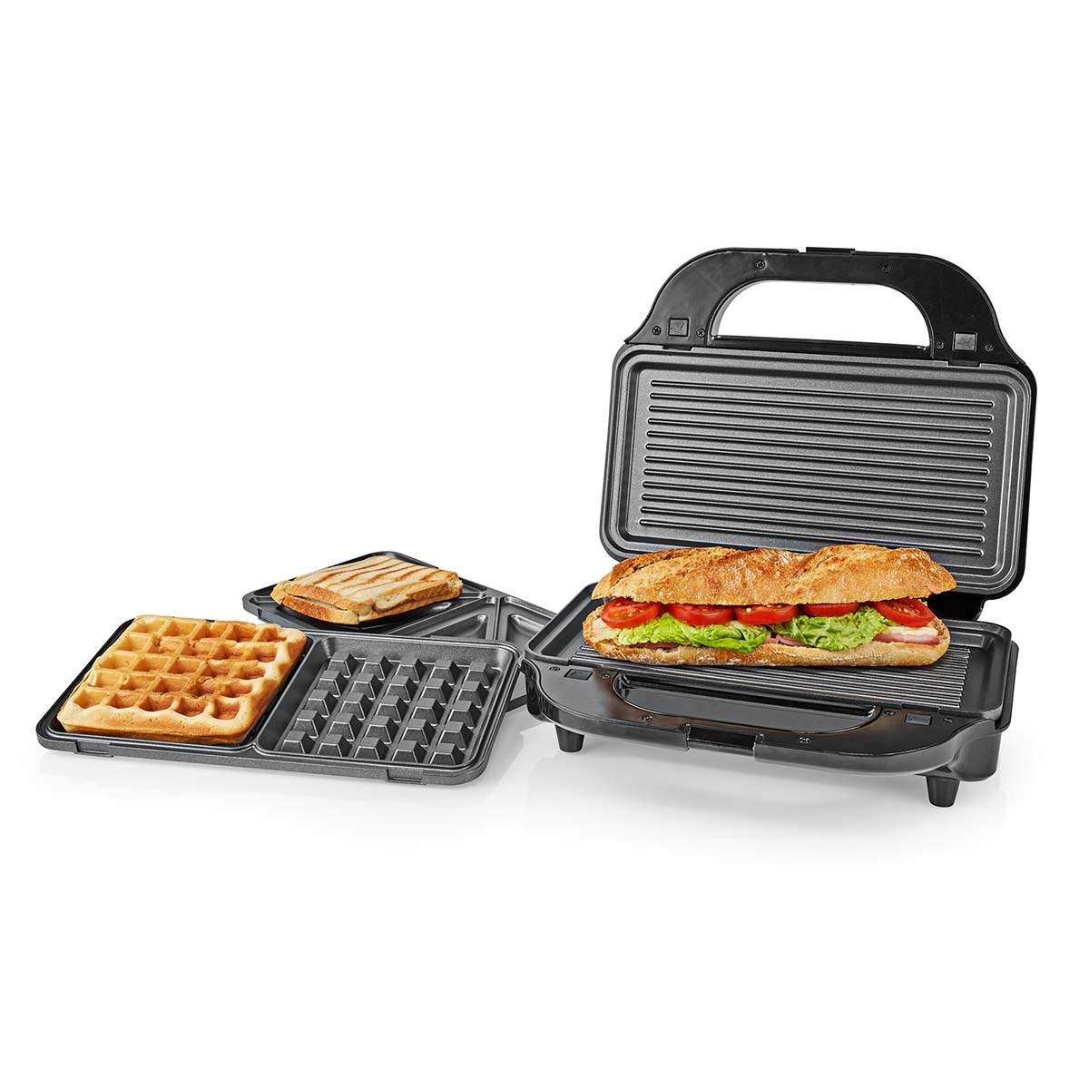 Multi Grill | Grill / Sandwich / Waffle | 900 W | 28 x 15 cm | Automatisk temperaturregulering | Plastik / Rustfri Stål billede
