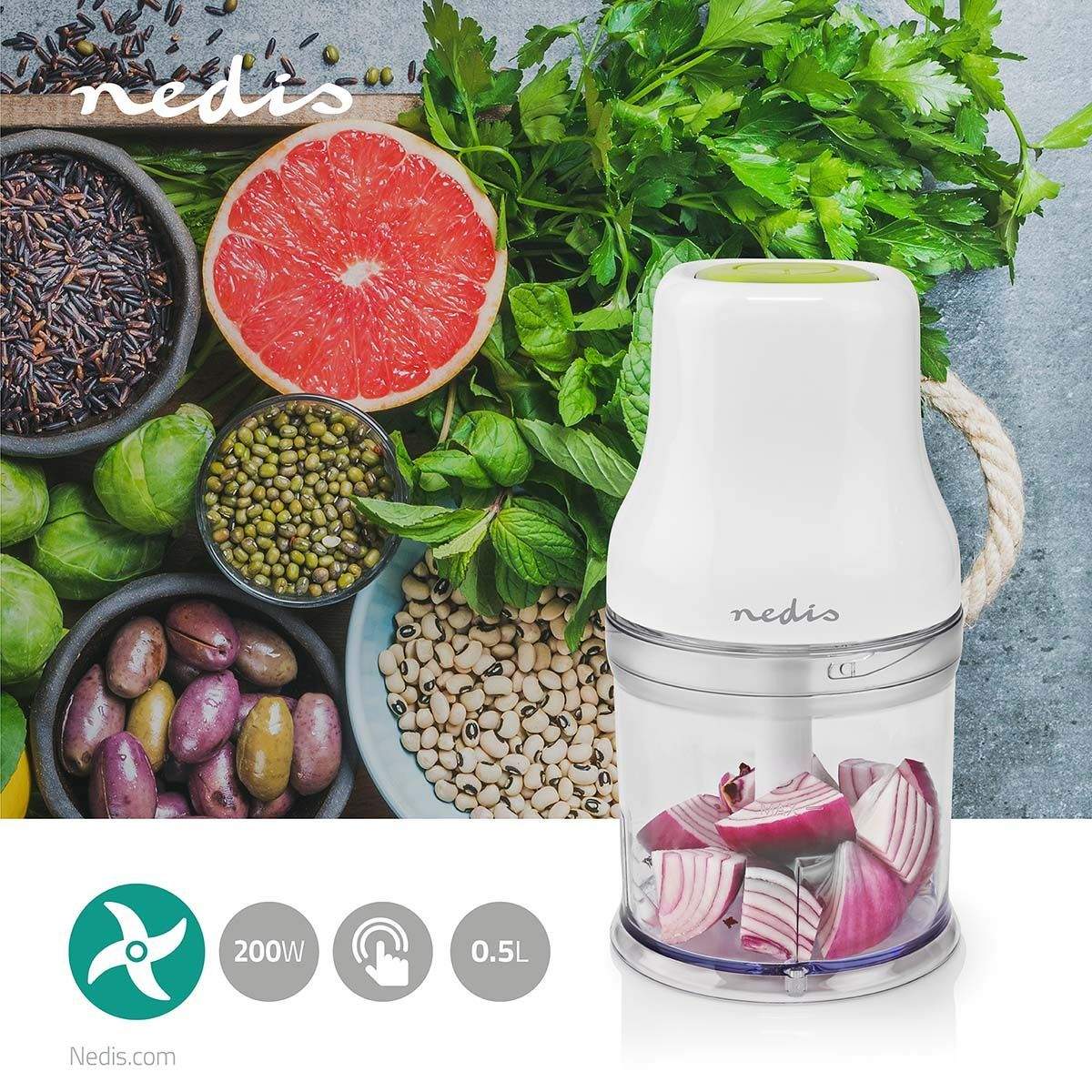 Alternativ bild 1 för Nedis Mixer KAMC100CWT - chopper - white - 200 W