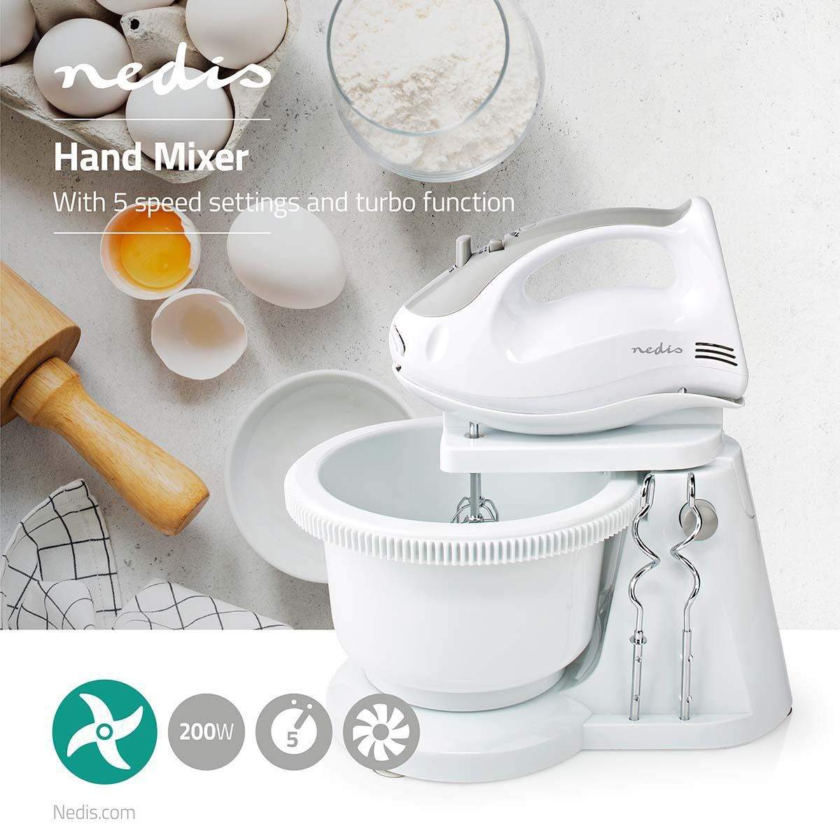 Alternativ bild 1 för Nedis Elvisp KAHM110CWT - mixer - white/grey - 200 W