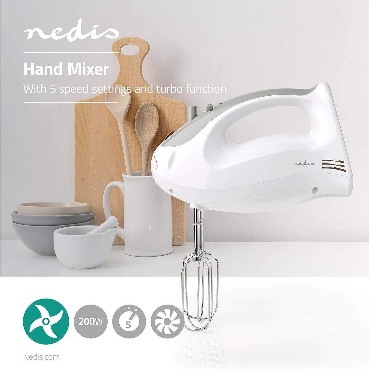 Alternativ bild 1 för Nedis Elvisp KAHM100CWT - hand mixer - white/grey - 200 W