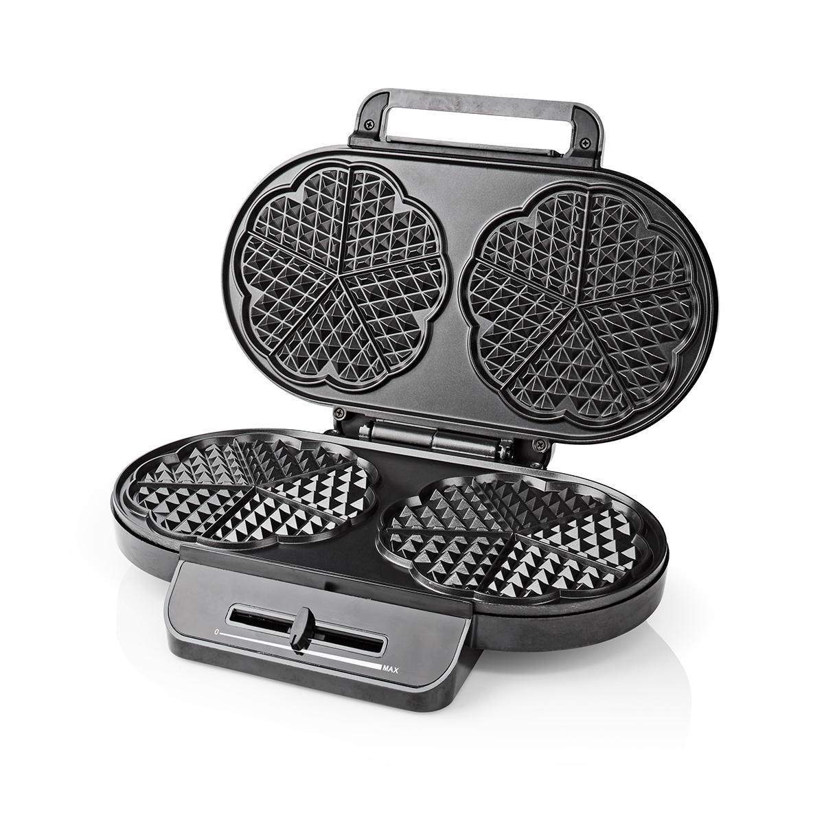 Vaffeljern | 2 x 5 Heart shaped waffles | 12 cm | 1200 W | Automatisk temperaturregulering | Metal / Plastik