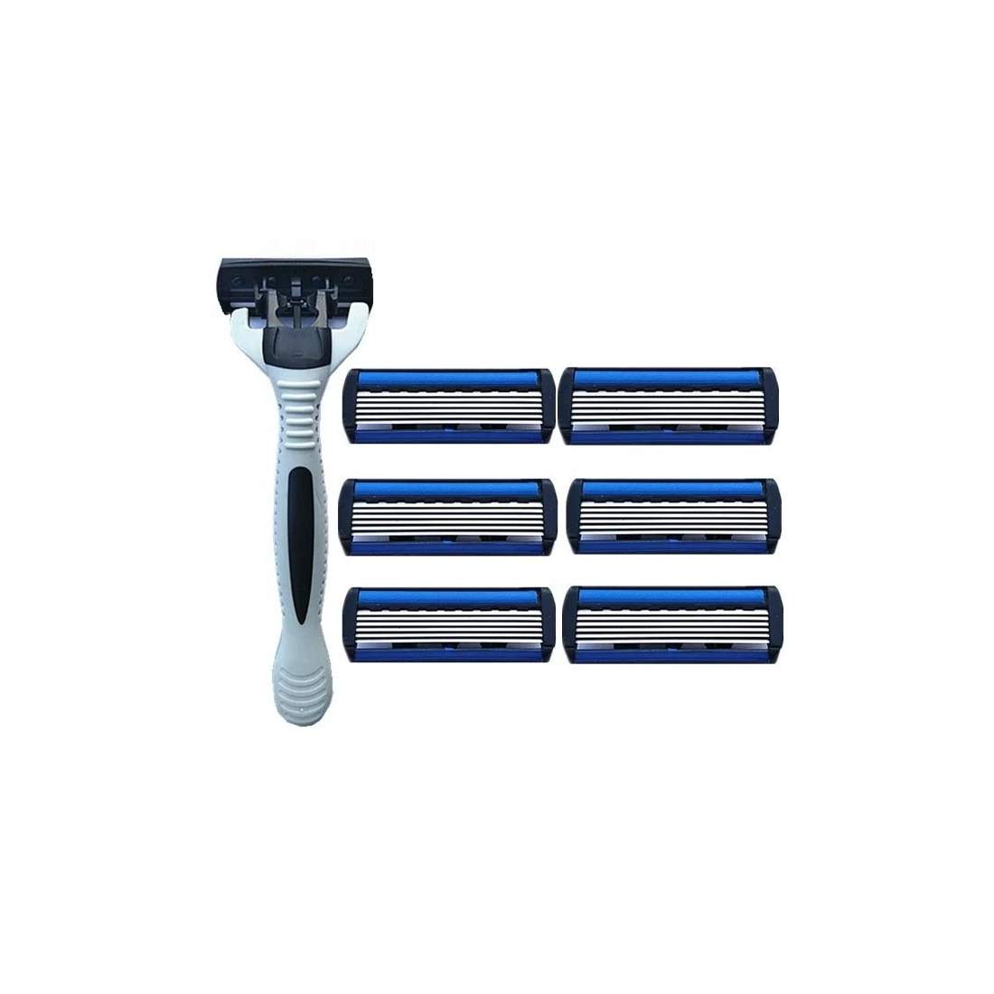 Rakhyvel med 6 separata utbytbara huvud för män | Hälsa & Skönhet - Hårvård & Styling - Rakhyvlar & Tillbehör - Rakhyvlar | Pryloteket