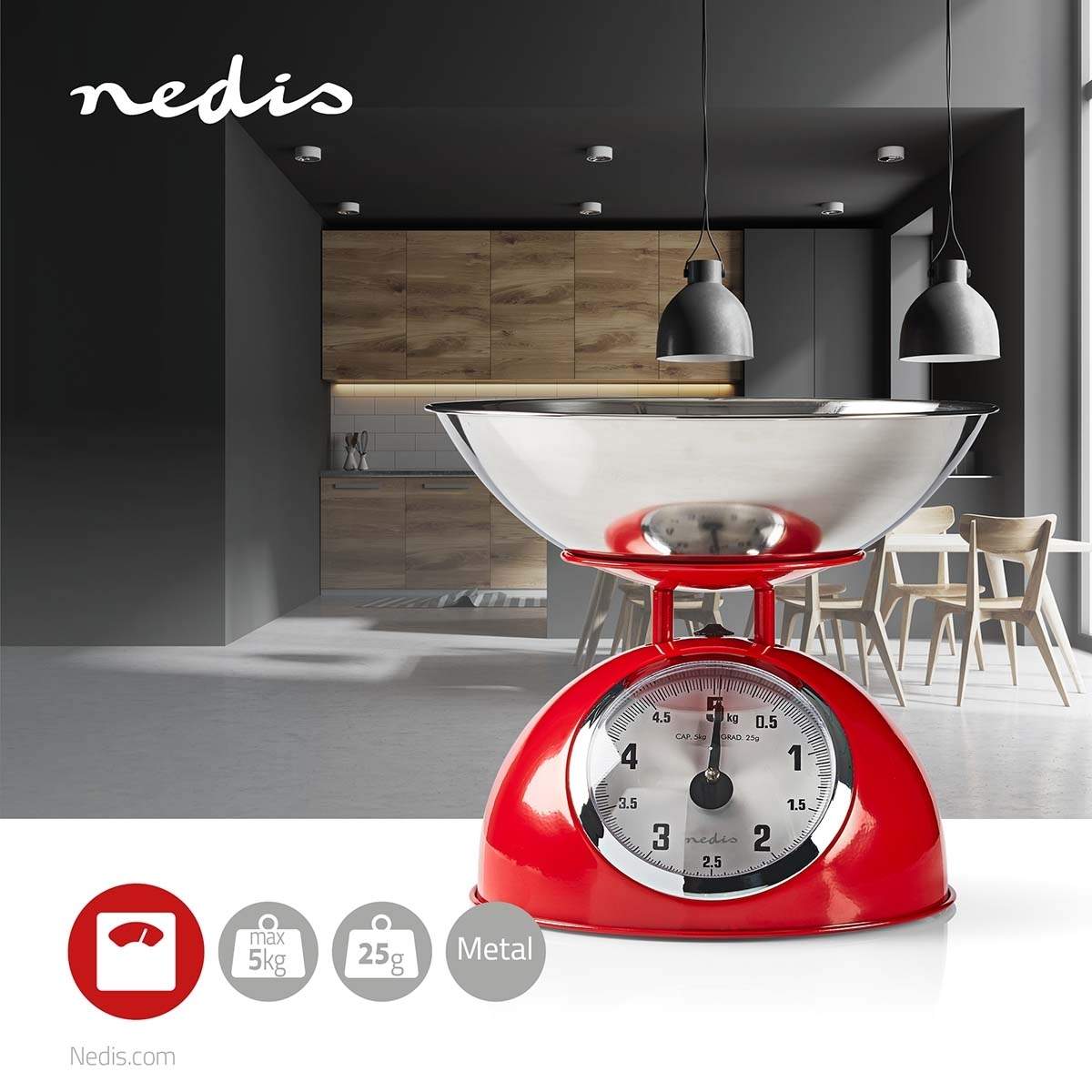 Alternativ bild 1 för Nedis Köksvåg KASC110RD kitchen scale
