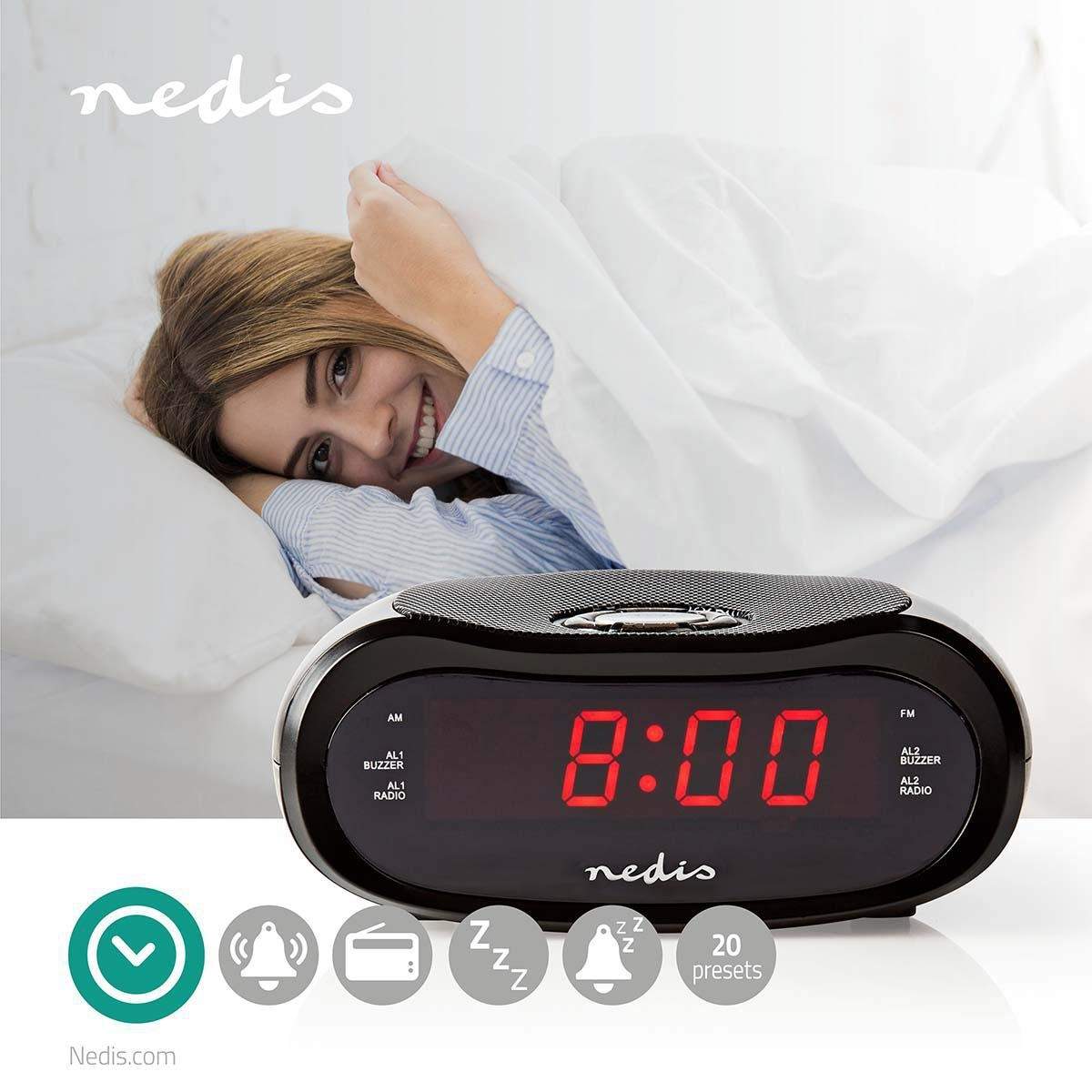 Alternativ bild 1 för Nedis CLAR001BK - clock radio - AM/FM