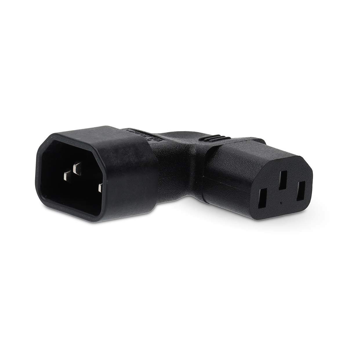 Udvidelse Plug | IEC-320-C13 | IEC-320-C14 | Højrevinklet | Nikkelplateret | PVC | Sort | Box | 1 stk.