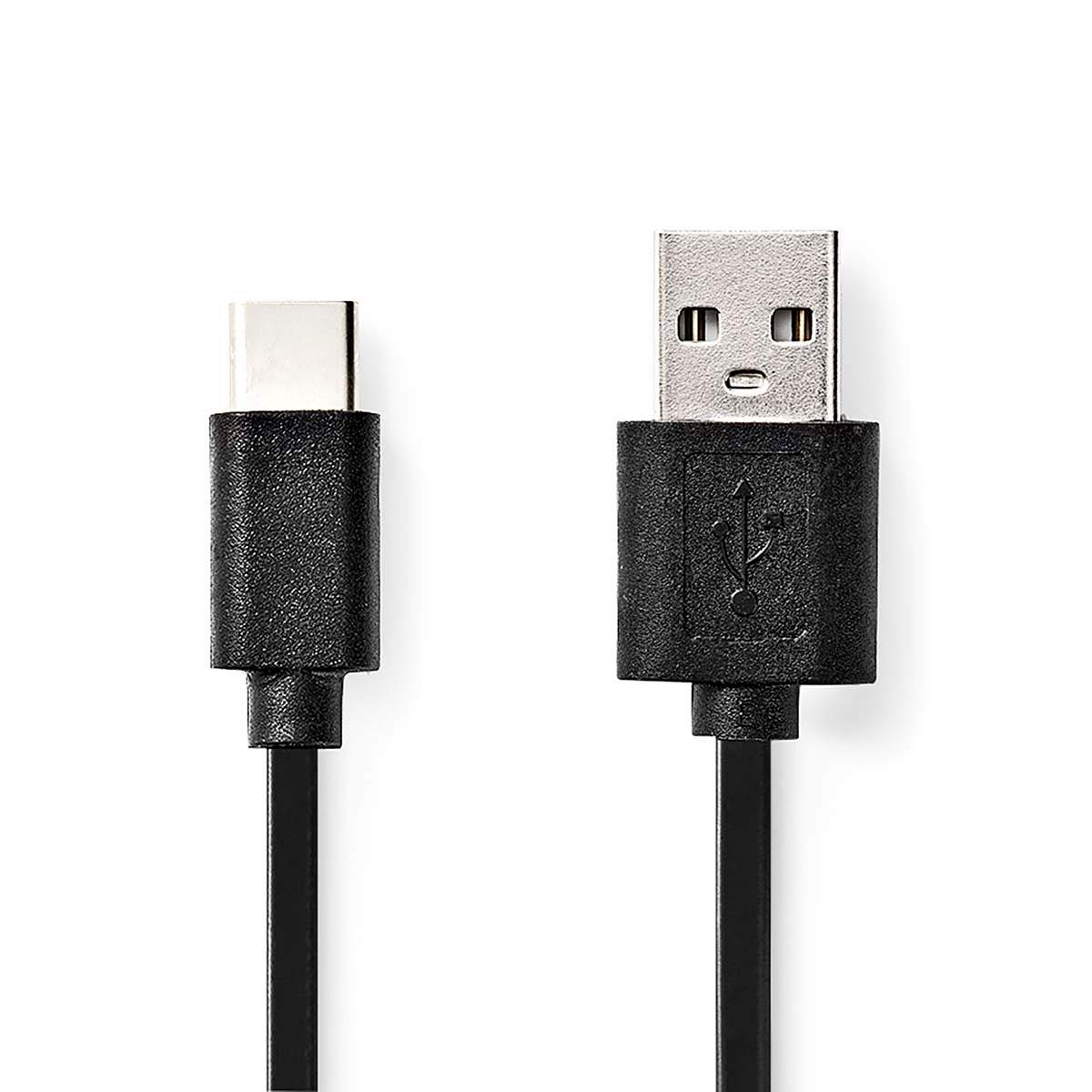 USB-kabel | USB 2.0 | USB-A Han | USB-C™ Han | 15 W | 480 Mbps | Nikkelplateret | 2.00 m | Runde | PVC | Sort | Label billede