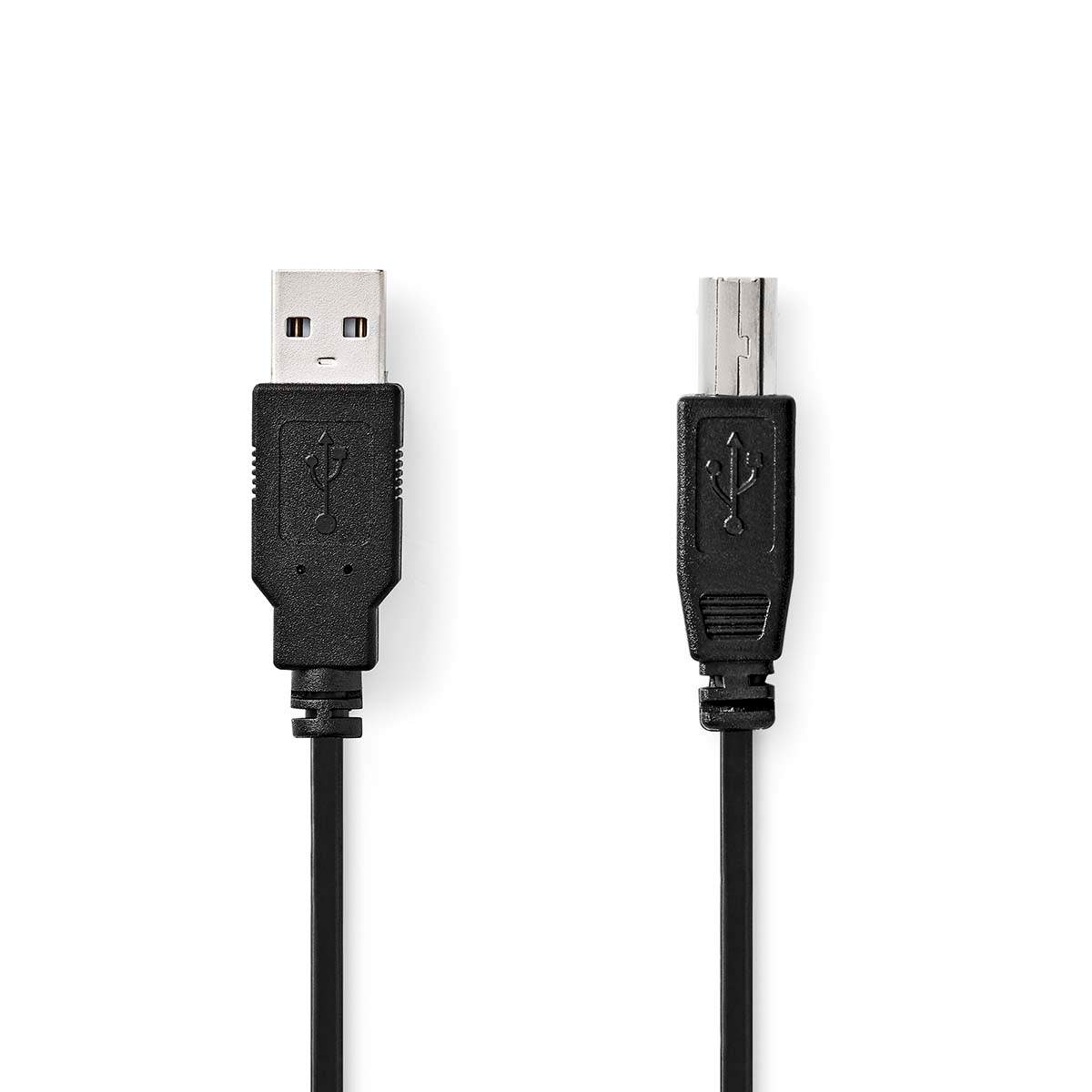 USB-kabel | USB 2.0 | USB-A Han | USB-B han | 10 W | 480 Mbps | Nikkelplateret | 3.00 m | Runde | PVC | Sort | Label