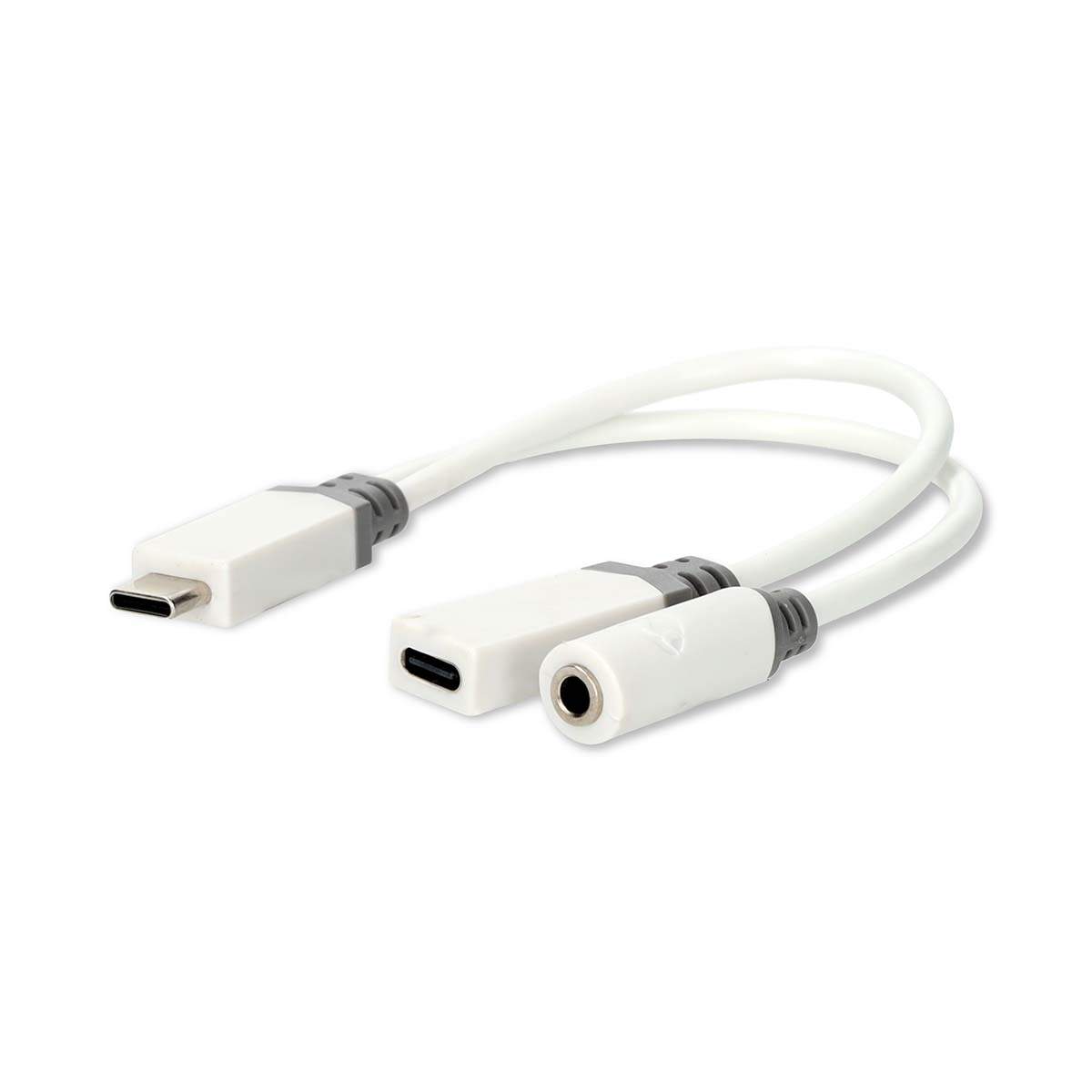 Nedis - USB-C™ Adapter | USB 2.0 | USB-C™ Han | USB-C™ Hun / 3.5 mm Hunstik | 0.10 m | Runde | Guldplateret | PVC | Hvid | Box - CCBW64922WT01