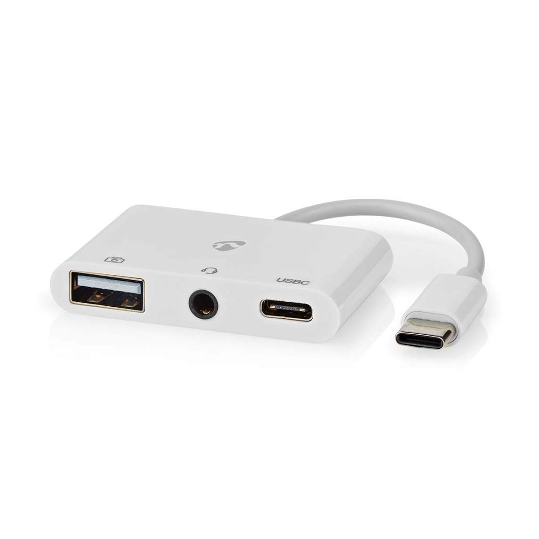 USB Multi-Port Adapter USB 2.0 USB-C™ Hane USB-A Hona / USB-C™ Hona / 3.5 mm Hona 480 Mbps 0.10 m Rund Nickelplate | Elektronik - Kablar & Adaptrar - Adaptrar & Signalomvandlare - Ljud | Pryloteket