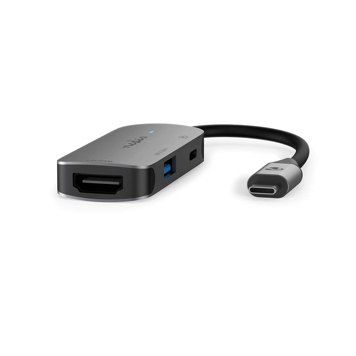 USB Multi-Port Adapter USB 3.2 Gen 1 USB-C™ Hane HDMI™ Utgång / USB-A Hona / USB-C™ Hona 5 Gbps 0.10 m Rund Nickel | Elektronik - Ljud & Bild - TV-Tillbehör - Projektorer | Pryloteket