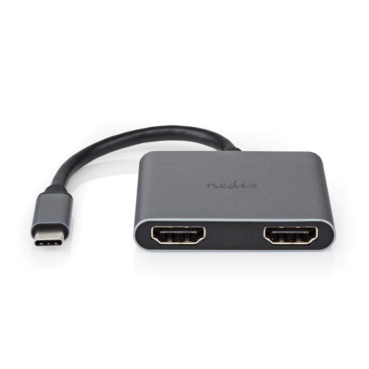 USB Multi-Port Adapter | USB 3.2 Gen 1 | USB-C™ Han | 2x HDMI™ | 0.10 m | Runde | Nikkelplateret | PVC | Sort | Konvolut