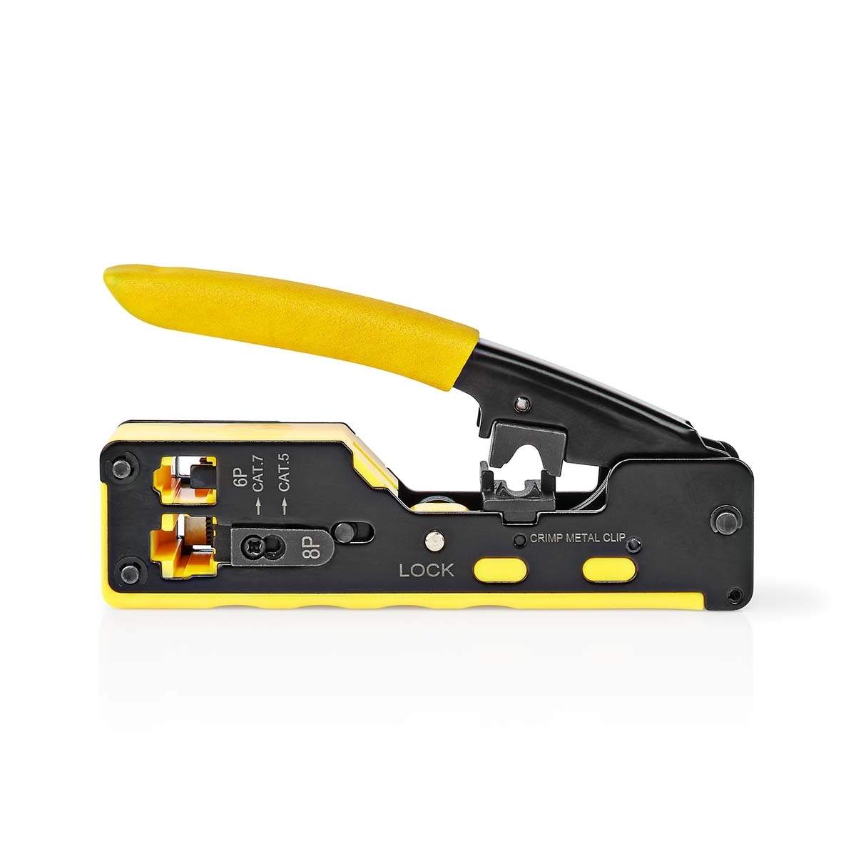 Crimp pliers CAT5 / CAT5e / CAT6 / CAT6a / CAT7 / RJ12 / RJ45 Skärande / Stripp / Tång Gummi / Stål Gul / Svart | Elektronik - Kablar & Adaptrar - Kablar | Pryloteket