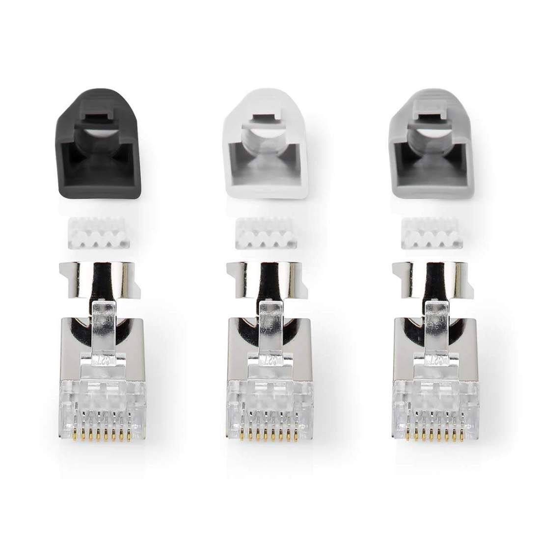 RJ45-kontakt RJ45 Pass Through Solid/strängad FTP CAT7 Rak Guldplaterad 10 st. PVC Grå / Svart / Vit Låda | Hem & Hobby | Pryloteket