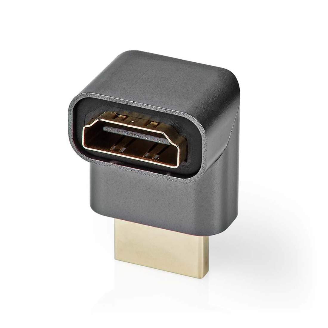 HDMI™ Adapter HDMI™ Hane / HDMI™ Kontakt HDMI™ Hona / HDMI™ Utgång Guldplaterad Vinklat 270° Aluminium Grått Med Met | Hem & Hobby | Pryloteket