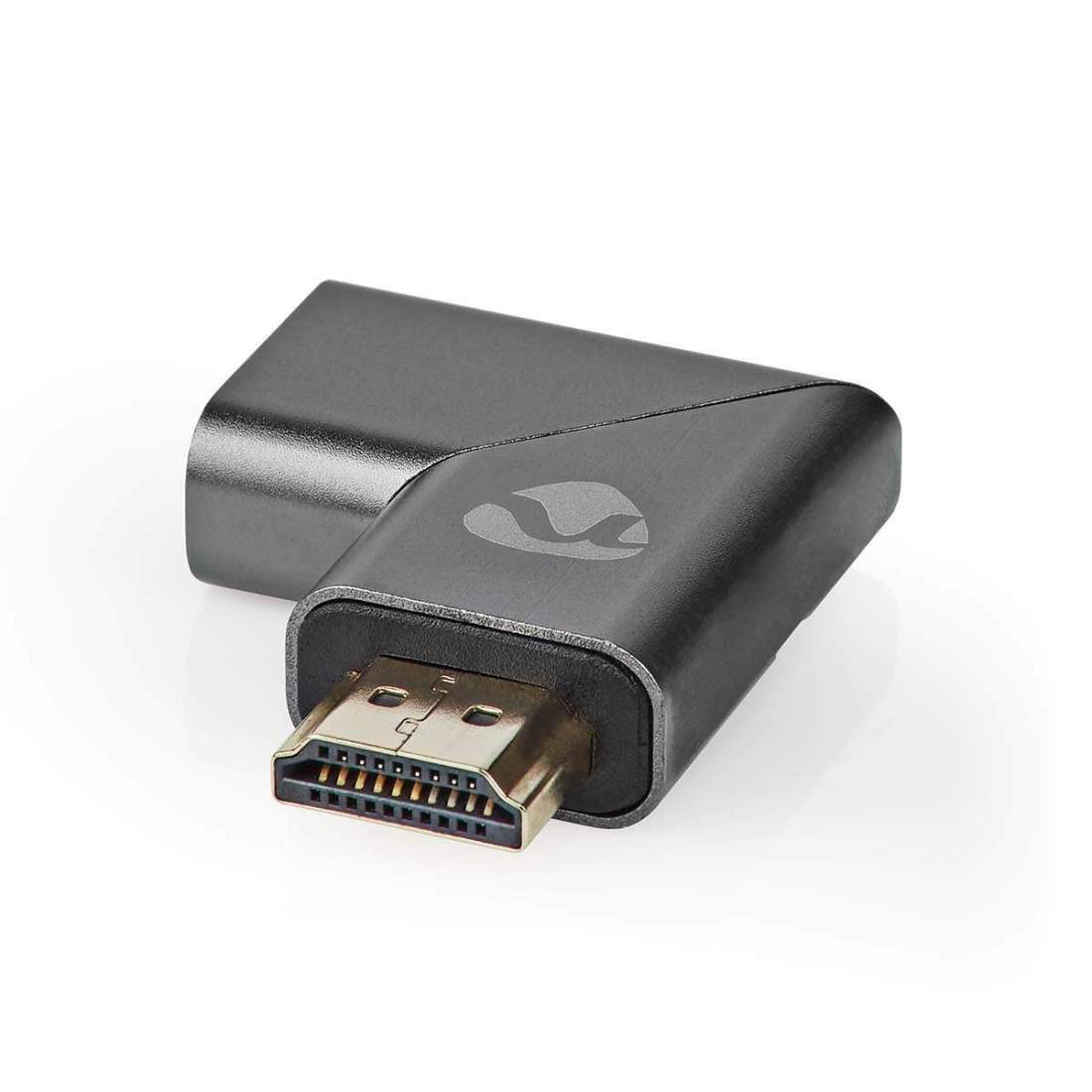 HDMI™ Adapter HDMI™ Hane / HDMI™ Kontakt HDMI™ Hona / HDMI™ Utgång Guldplaterad Vinklat vänster Aluminium Grått Med | Hem & Hobby | Pryloteket