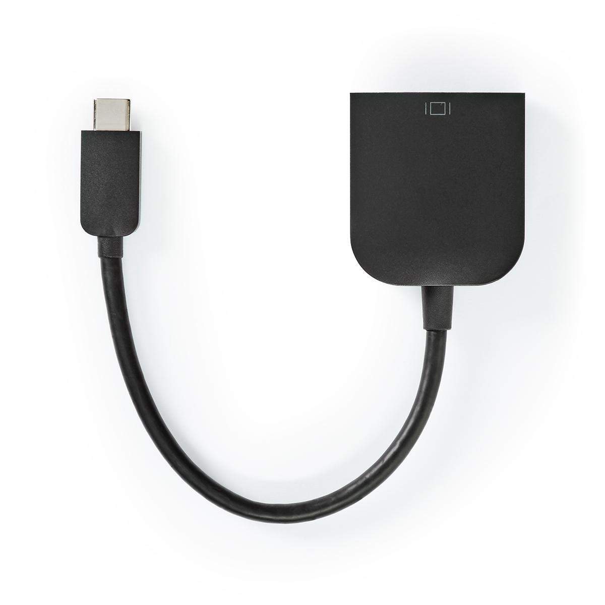 USB-C™ Adapter | USB 3.2 Gen 1 | USB-C™ Han | VGA Hun | 1920x1200 | 5 Gbps | 0.20 m | Runde | Nikkelplateret | PVC | Sort | Plas