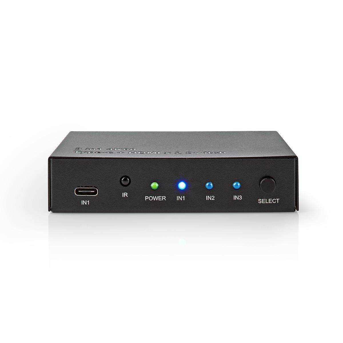 HDMI ™ switch | 3-Port port(s) | 1x USB-C™ / 2x HDMI ™ -indgang | 1x HDMI™ Output | 4K@60Hz | 18.0 Gbps | Metal | Antracit