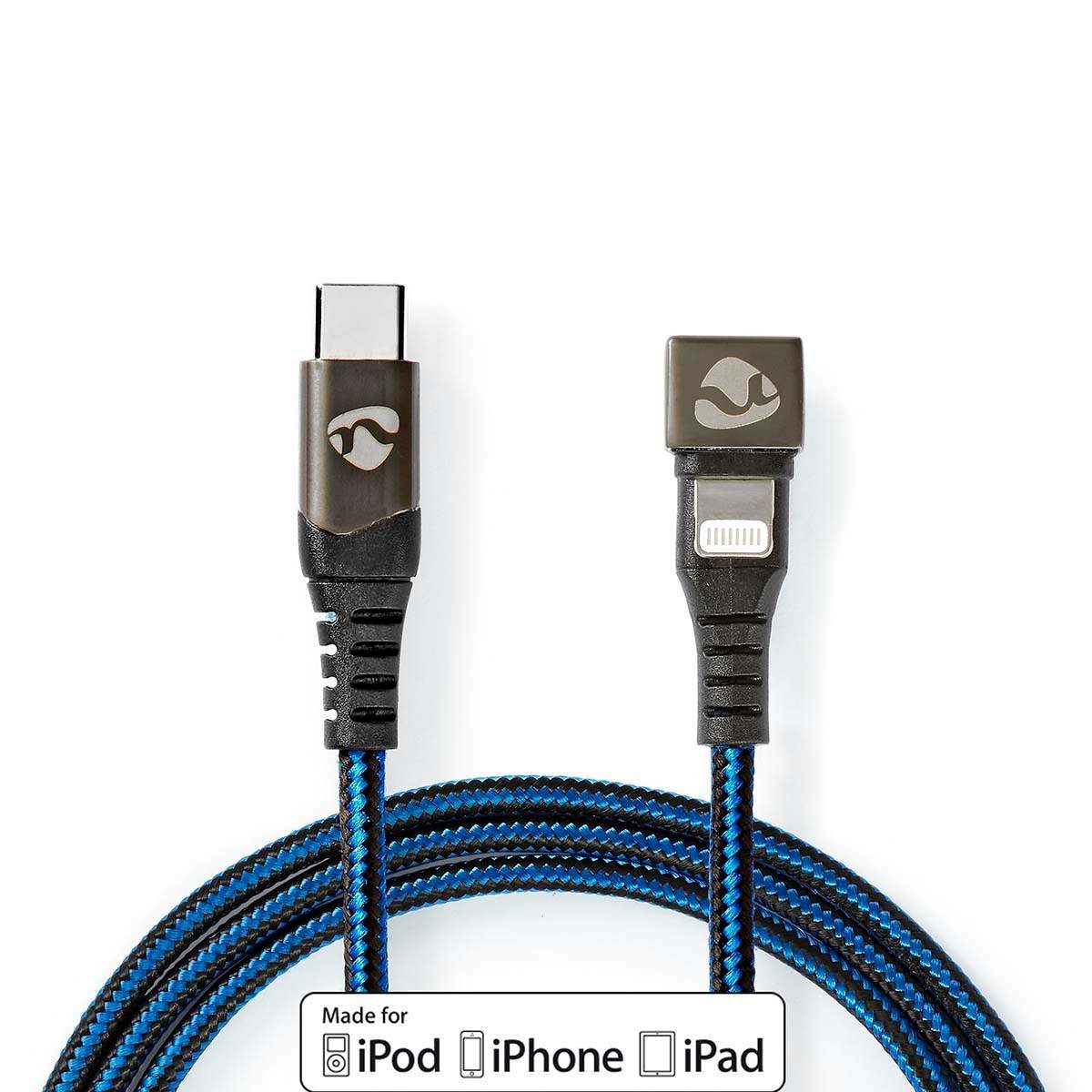 USB-kabel | USB 2.0 | Apple Lightning 8-pin | USB-C™ Han | 60 W | 480 Mbps | Nikkelplateret | 2.00 m | Runde | Flettet / Nylon |