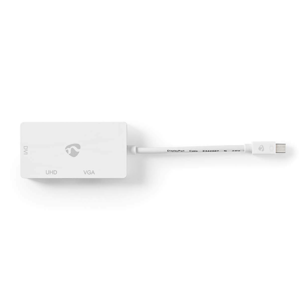 Nedis - DisplayPort adapter | Mini DisplayPort han | DVI-D 24+1-Pins Hun / HDMI ™ -udgang / VGA Hun | 4K@60Hz | Nikkelplateret | Skiftelig | 0.20 m | Runde | ABS | ABS | Hvid | Blister - CCGB37466WT02