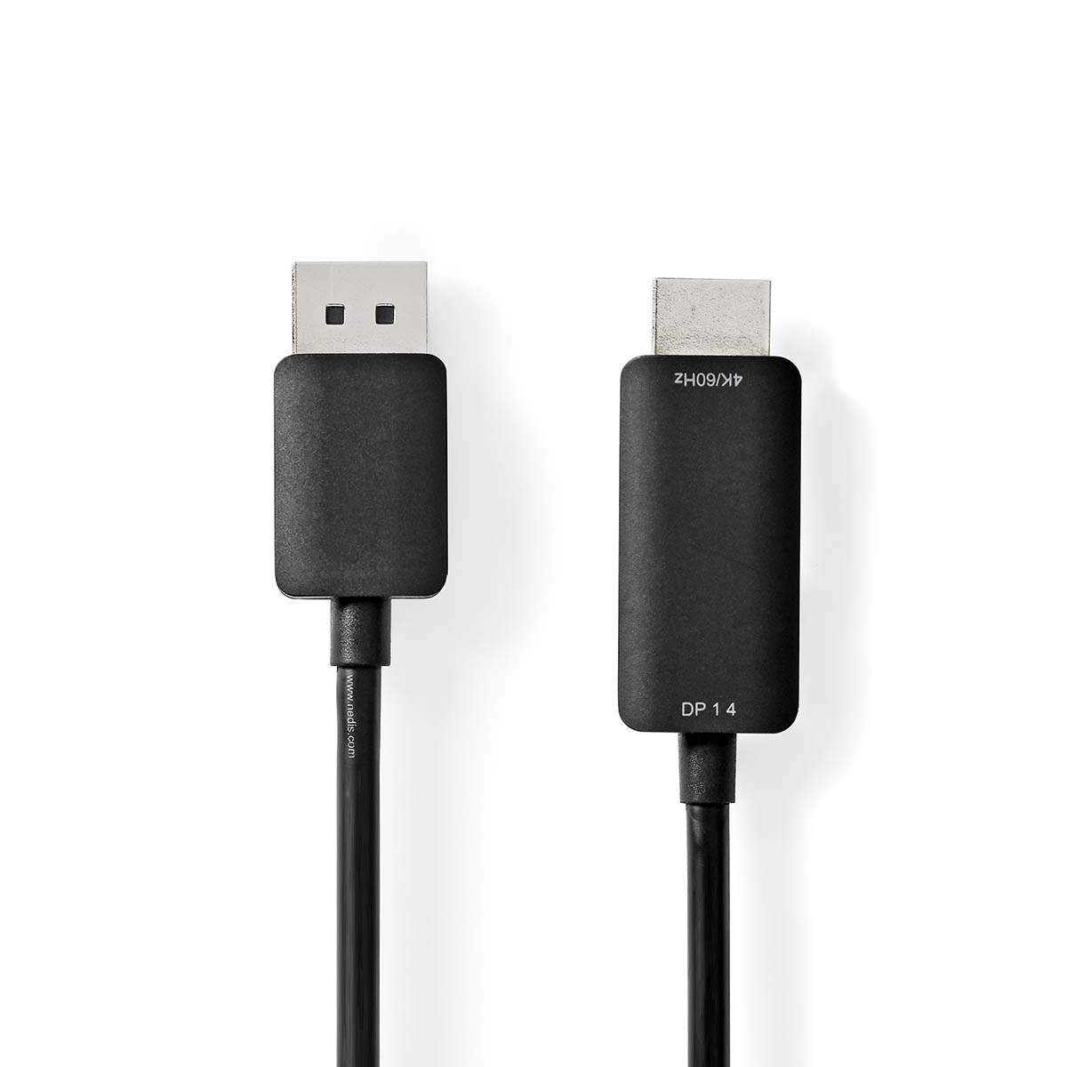 Displayport kabel | DisplayPort Han | HDMI™ Stik | 4K@60Hz | Nikkelplateret | 2.00 m | Runde | PVC | Sort | Plastikpose