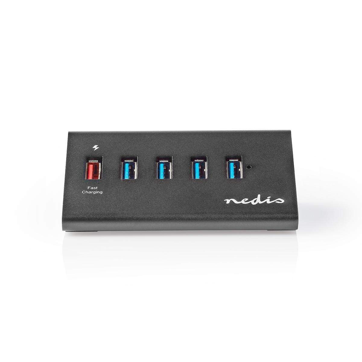 USB-hub | USB Micro-B Hun | USB-A Hun | 5-Port port(s) | QC3.0 / USB 3.2 Gen 1 | Strømforsyning / USB Drevet | 5 Gbps | 5x USB
