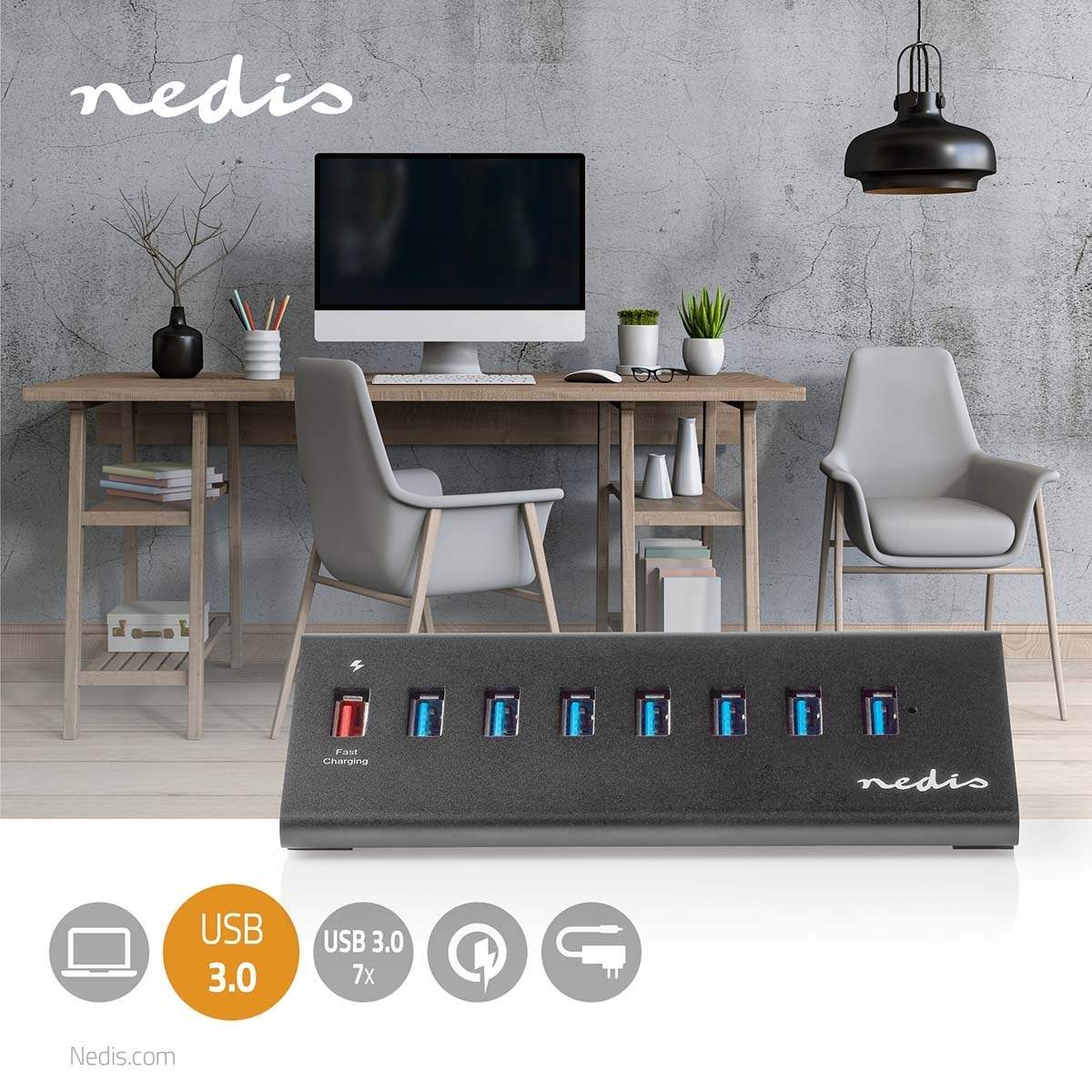 USB-hubb USB Micro-B Hona USB-A Hona 8-Port port(s) QC3.0 / USB 3.2 Gen 1 Strömadapter / USB ström 5 Gbps 8x USB | Elektronik - Kablar & Adaptrar - Adaptrar & Signalomvandlare - USB | Pryloteket