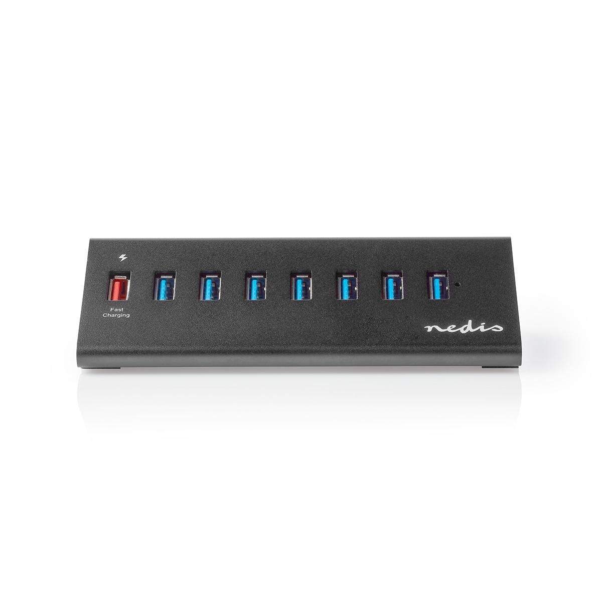 Alternativ bild 1 för Nedis UHUBUP3810BK - Hubb - 7 x SuperSpeed USB 3.0 + 1 x SuperSpeed USB 3.0 (laddning) - skrivbordsmodell