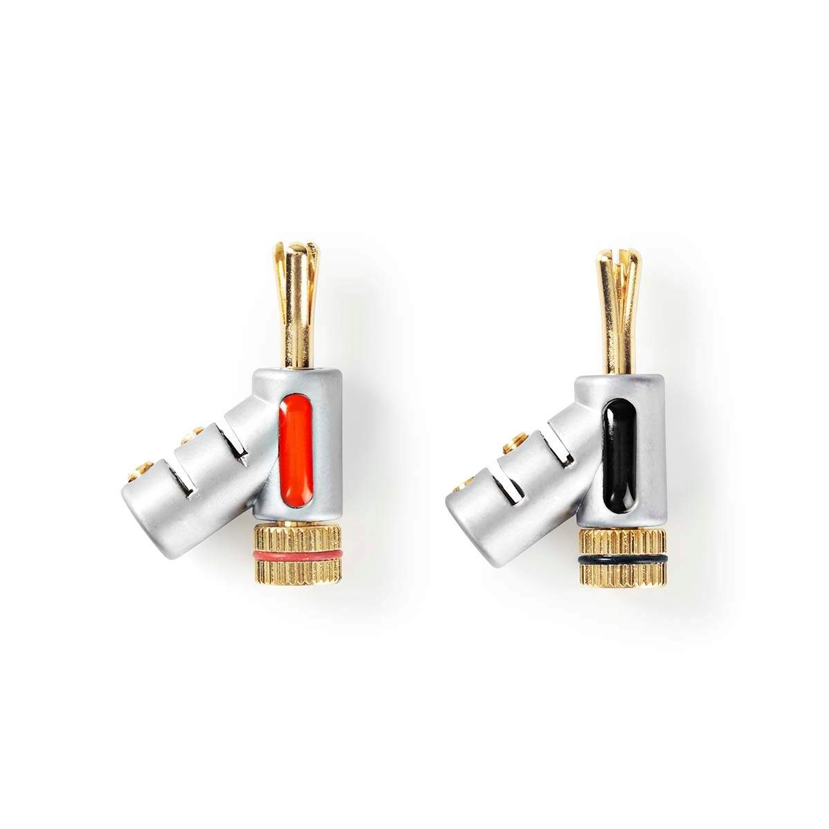 Banana Connector | Lige | Han | Guldplateret | Skru | Kabeldiameter: 7.4 mm | Zinc Alloy | Sølv | 2 stk. | Box