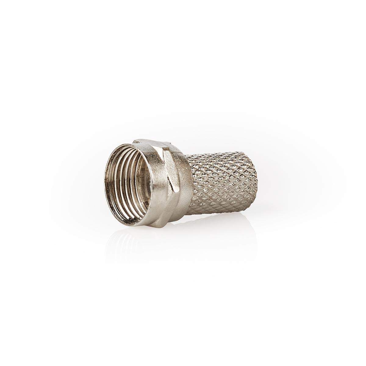 F-Connector | Lige | Han | Nikkelplateret | 75 Ohm | Slå til | Kabeldiameter: 7.5 mm | Zinc Alloy | Sølv | 25 stk. | Plastikpose billede