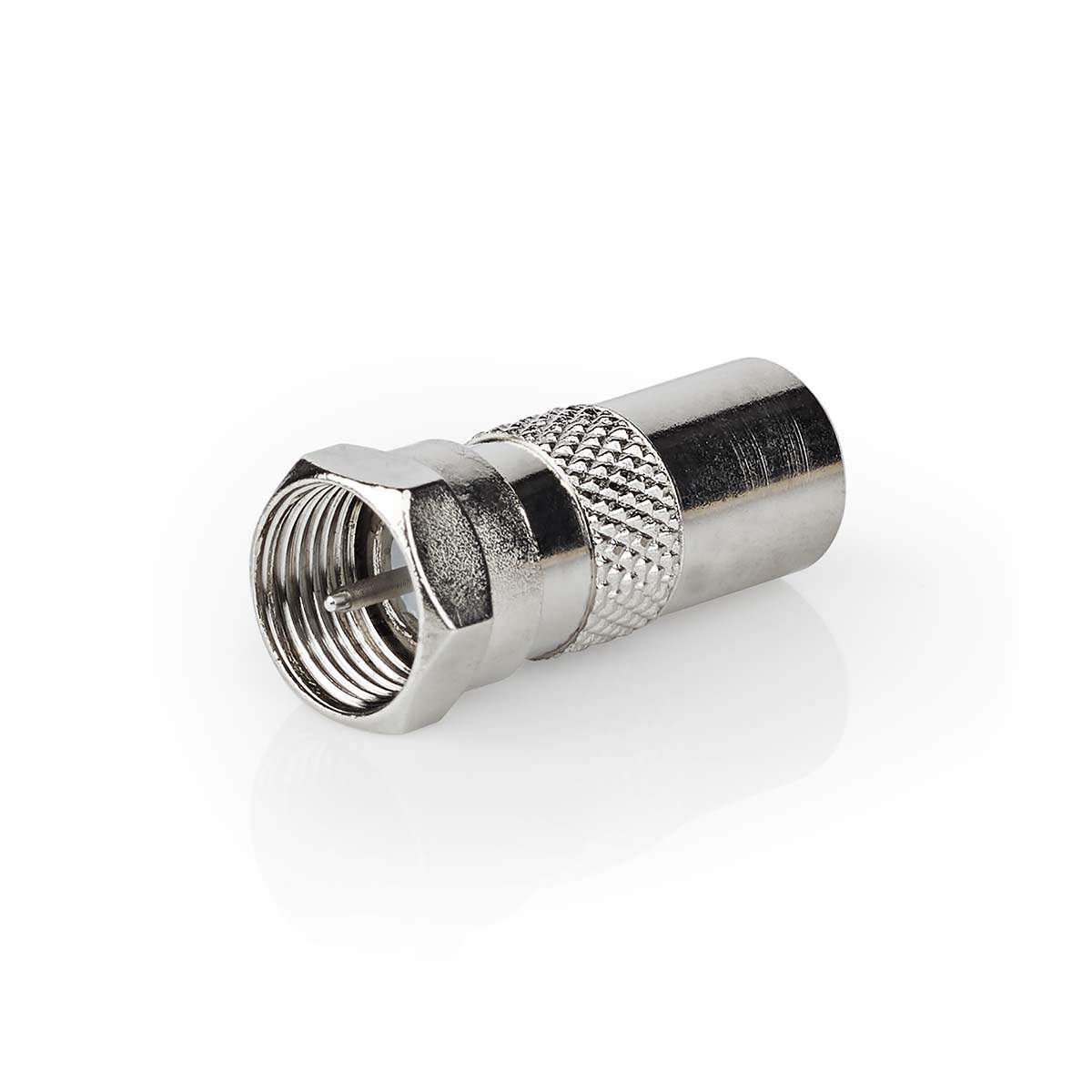Satellit & Antenne adapter | F Han Quick | IEC (Coax) Han | Nikkelplateret | 75 Ohm | Lige | Metal | Sølv | 10 stk. | Konvolut