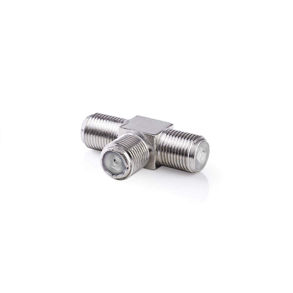 Satellit & Antenne adapter | F Hun | 2x F Hun | Nikkelplateret | 75 Ohm | T-Splitter | Metal | Sølv | 10 stk. | Plastikpose