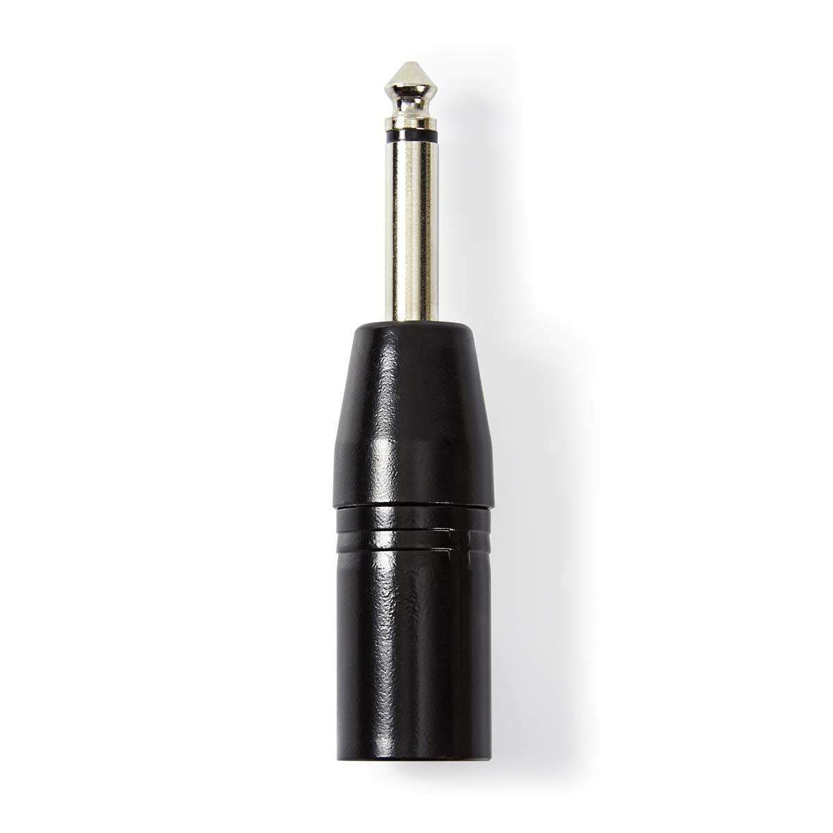 XLR adapter | XLR 3-Pin Han | 6.35 mm Hanstik | Nikkelplateret | Lige | Metal | Sort | 1 stk. | Plastikpose billede