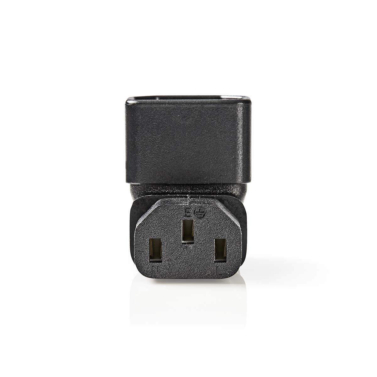 Laajennus Plug | IEC-320-C13 | IEC-320-C14 | Kulma, 90 ° | Niklattu | PVC | Musta | Kirjekuori | 1 kpl