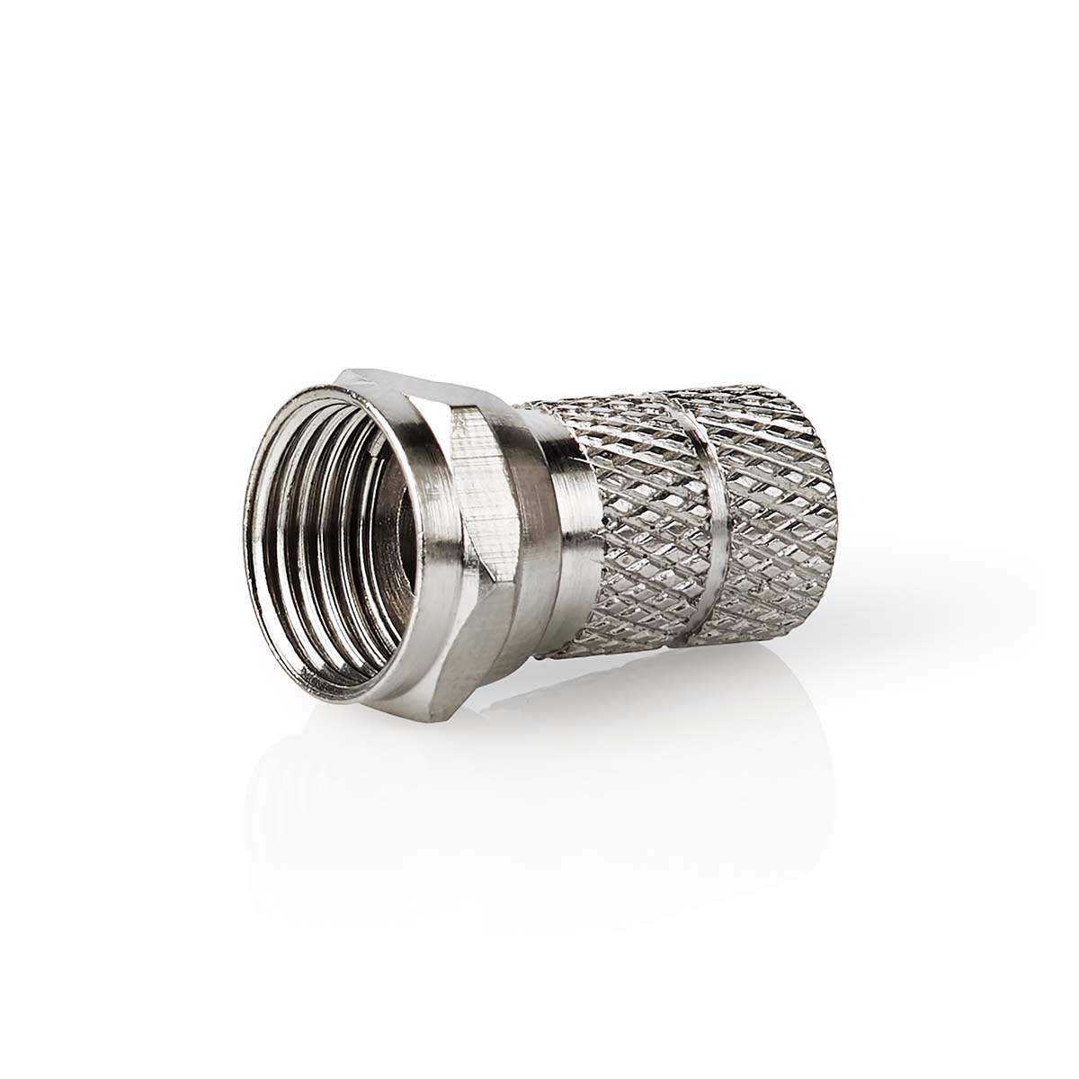 F-Connector | Lige | Han | Nikkelplateret | 75 Ohm | Slå til | Kabeldiameter: 7.0 mm | Zinc Alloy | Sølv | 5 stk. | Box