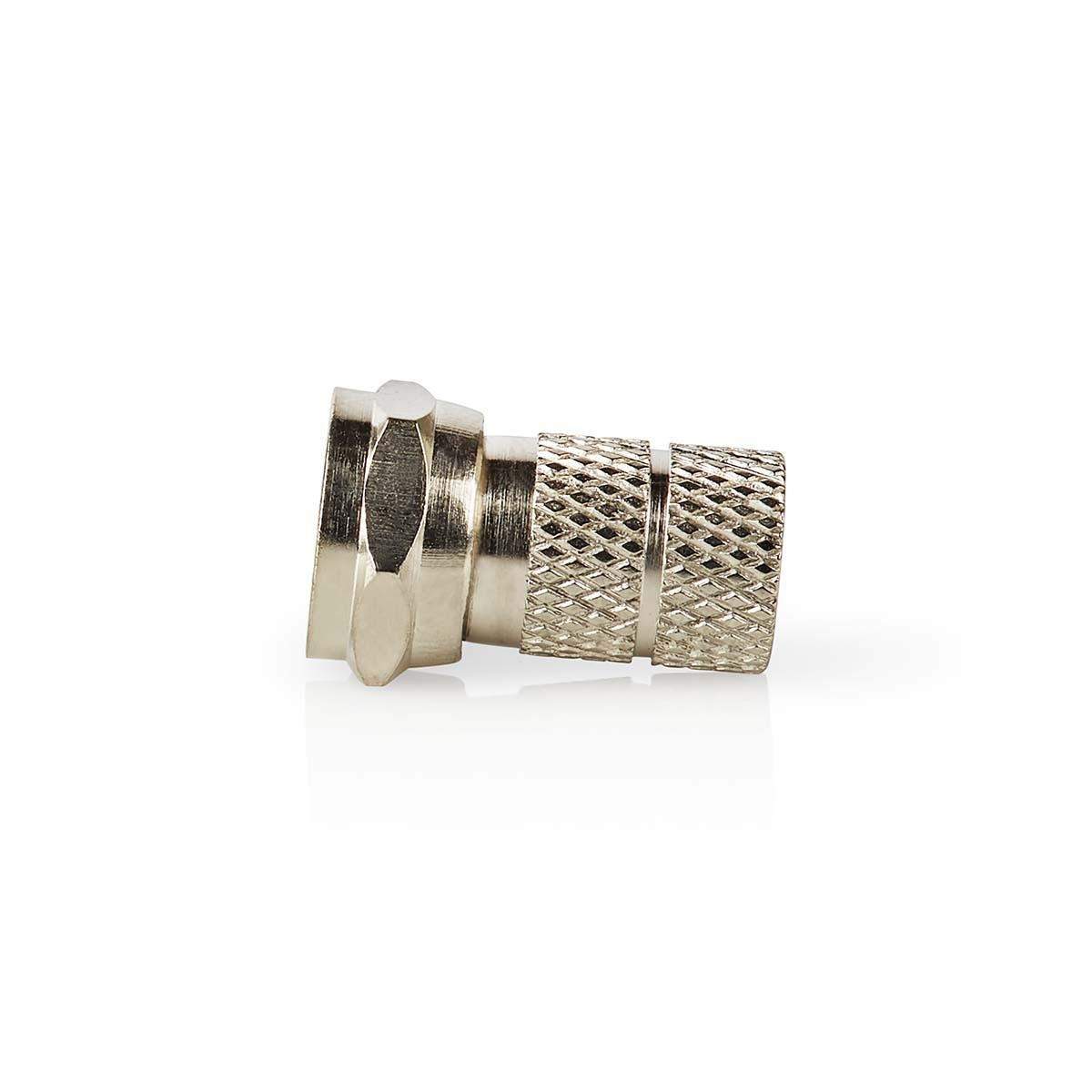 F-Connector | Lige | Han | Nikkelplateret | 75 Ohm | Slå til | Kabeldiameter: 5.5 mm | Zinc Alloy | Sølv | 5 stk. | Box